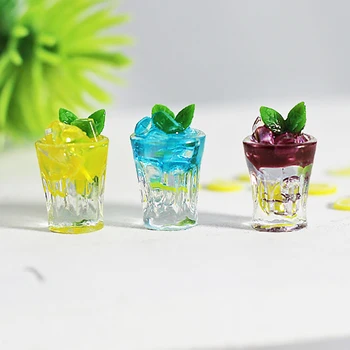 1Vnt 1/12 Lėlių namelio miniatiūriniai priedai Mini dervos ledo kubo gėrimo puodelis Modelio žaislai lėlių namų dekoravimui ob11