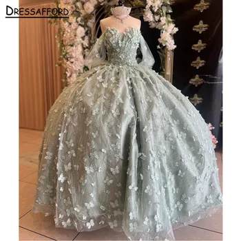 2023 Mint Green Princess Quinceanera Suknelės nuo pečių nėrinių aplikacijos Corset Up Ball Gown Sweet 16 17 Gimtadienis Vestidos De 15
