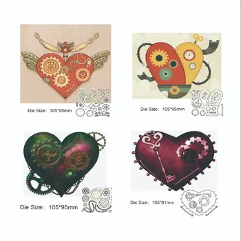 2023 Naujas metalo pjovimo štampas Vintage Gear Love heart Decoration Scrapbooking Emboss Clipbook Šablonas Sveikinimo atvirukas Handmad Dies
