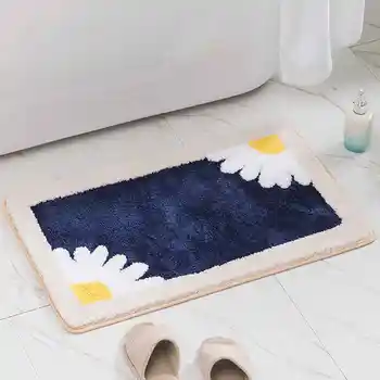 2023 Naujas vonios kambario įėjimo animacinis filmas ramunė kiliminė grindų kilimė, vonios kambario kilimėlis neslystantis kilimėlis, miegamojo sugeriantis animacinis pėdų kilimėlis PILKA