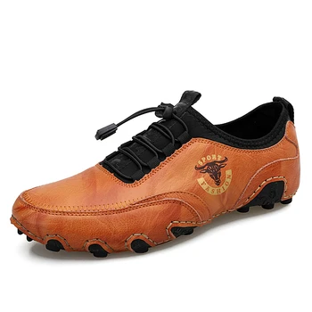 2023 Nauji vyriški laisvalaikio batai Mada Patogūs vyriški batai Aukštos kokybės odiniai vyriški vairavimo batai Rankų darbo plokšti batai 48 dydis