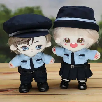 20CM lėlių drabužiai Cosplay policijos uniformos kostiumas mėlyni marškiniai kelnės sijonas mini kaklaraištis juosmens juosta policijos skrybėlių rinkinys stabų lėlėms aksesuaras