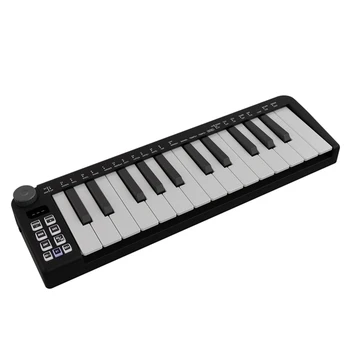 25 Klavišas USB MIDI klaviatūros valdiklis su išmaniaisiais akordų skalės režimais Arpeggiator Mini nešiojama klaviatūra MIDI valdiklio dropshipping