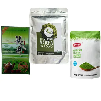 250g kinų matcha žaliosios arbatos rinkinys vakuuminiai plastikiniai maišeliai longjing maišeliai suspaudimas Nėra pakavimo maišelio