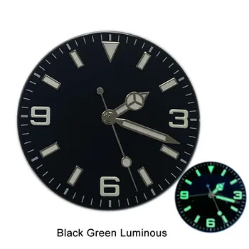 29mm mėlynas/žalias šviečiantis laikrodžio ciferblatas + rankos Miyota 8215 821A pakaitiniai ciferblatai Laikrodžio rodyklės Mingzhu 2813 3804 judėjimui