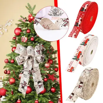 2M Kalėdinė juostelė Atspausdinta kalėdinė poliesterio juostelė rankų darbo dizainui Kalėdinė dekoracija 