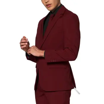 2Pc Burgundijos švarko kelnės Vyriški kostiumai vestuvėms Peak Lapel Custom Made Male Slim Fit Sets Dinner Party Wear Blazer Suit Supply