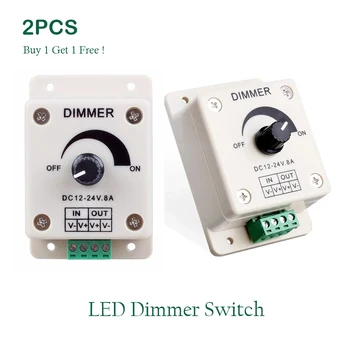 2PCS LED dimmerio jungiklis 12-24V įtampos reguliatorius 8A reguliuojamas valdiklio šviesos šaltinis LED lempos LED juostos šviesai