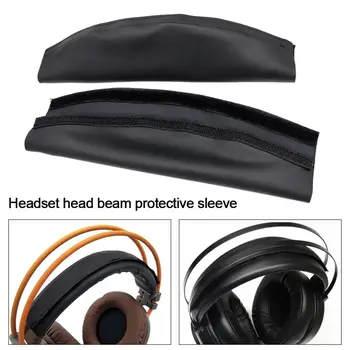2Pcs Universal Black PU odinių ausinių ausinių dangtelio ausinių galvos sijos apsauga pakaitinis buferio dangtelis