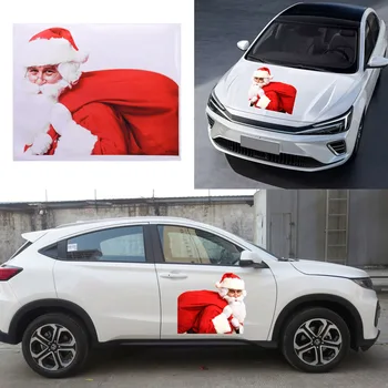 2vnt Car Decals Kalėdų senelis Automobilių grafika Šaunūs lipdukai Vandeniui atsparus vinilo gaubtas lipdukas / automobilio lango lipdukai Kalėdinė dovana