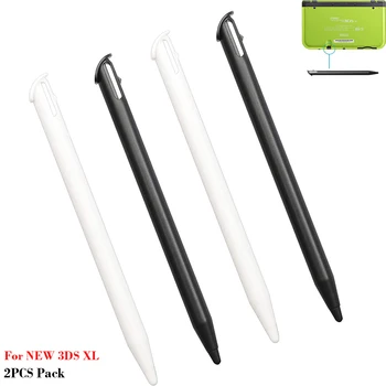 2vnt rašikliai Rašikliai naujiems 3DS XL žaidimų konsolės pakaitiniams rašikliams Plastikinis jutiklinio ekrano rašiklis Juoda Balta