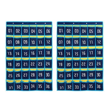 2X 36 sunumeruotų kišenių diagrama Mobiliojo telefono laikymo krepšys pakabinamas organizatorius klasės mobiliųjų telefonų skaičiuotuvų laikikliams
