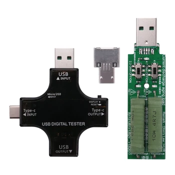 2X USB C testeris,2 1 C tipo USB testeris spalvotas ekranas IPS skaitmeninis multimetras, įtampa, srovė, temperatūra, su krautuvu