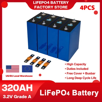 3.2V 320Ah ląstelės Visiškai nauja 48V Lifepo4 320Ah baterija 310Ah A klasės 48V 24V įkraunama baterija ES JAV nemokama su šynomis