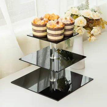 3 pakopų akrilinio torto stovas ekologiškas vestuvinis keksiukas vaisių akrilo kopėčios daugiasluoksnis skaidrus vitrininis stovas