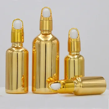 3vnt/lotas 5-100ml UV galvanizavimo technologija Auksinis tuščias pakartotinai užpildomas stiklinis eterinio aliejaus kvepalų buteliukas su lašintuvu