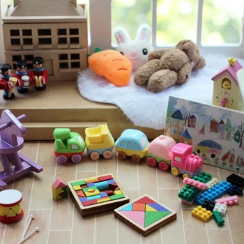 3vnt Miniatiūrinis lėlių namelis Vaikų kambarys Automobilio modelis Mini namo dekoravimas lėlių aksesuarams Žaislas