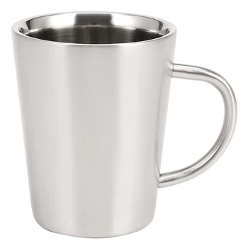 3X 340 ml nerūdijančio plieno variniu būdu padengtas kavos puodelis dvigubi sluoksniai 304 Atsparumas aukštai temperatūrai Pieno arbatos puodelis Sidabras