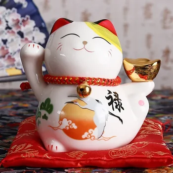 4 colių keramika Maneki Neko figūrėlė Laimingas katinas Pinigų dėžutė Fortūna Katės ornamentas Piggy Bank Feng Shui verslo dovana