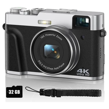 4K Skaitmeninis fotoaparatas Skaitmeninis fotoaparatas Fotoaparatas fotografijai, automatinio fokusavimo kamera su vaizdo ieškikliu Anti-Shake vaizdo kamera, skirta Youtube