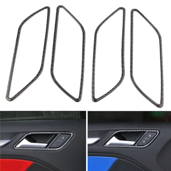 4vnt Carbon Fiber ABS Innerior Door Handle Frame Moulding Apdailos dangtelis Audi A3 S3 2014 2015 2016 2017 2018 Automobilių stilius