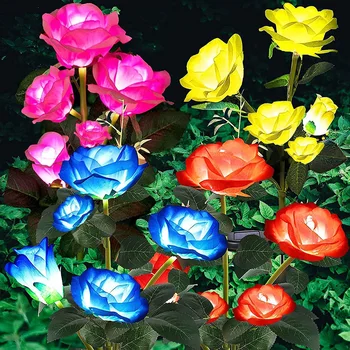5 galvutės Saulės žibintai Lauko dekoratyviniai saulės sodo žibintai Rožių gėlių vejos lempa kiemo kiemo sodo dekorui