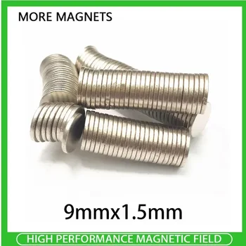 500 VNT 9x1.5 mm plonas neodimio stiprus magnetas 9mmX1.5mm nuolatinis magnetas 9x1.5mm Galingas magnetinis apvalus magnetas 9*1.5