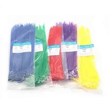 500vnt./krepšys Kabelių kaklaraiščiai 18 spalvų Mišrios spalvos 2.5mmx200mm savaime užsifiksuojantis nailono vielos kabelis Užtrauktukas Vielos užsegimas Kabelis Pritvirtinkite tvarstį