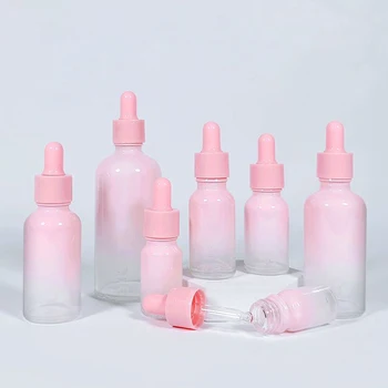 5ml-100ml lašintuvo butelis tuščias gradientas rožinio stiklo aromaterapija skystas eterinio aliejaus pipetės buteliukas kelioniniai pakartotinai užpildomi buteliai