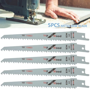 5Pcs HCS stūmoklinis pjūklas Efektyvus pjūklo ašmenys BI-metalinis rankinis pjūklas Medienos genėjimas Pjovimo dėlionės ašmenys Medžio drožybos rankiniai įrankiai
