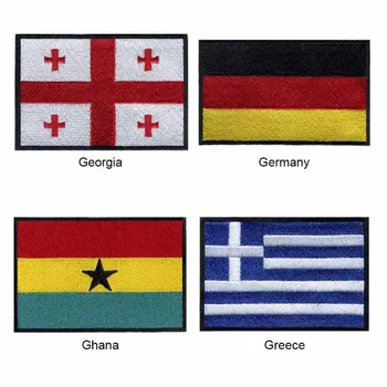 7.62cm pločio Vengrija Gruzija, Graikija, Gvinėja siuvinėjimo vėliavos pleistro aplikacijos ženklelis / pasaulio vėliavos pleistras / šalis