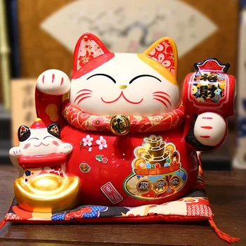 8 colių keramikos maneki neko monetų bankas Raudona laiminga laimė katė Daruma pinigų dėžutė namų dekoratyvinis ornamentas
