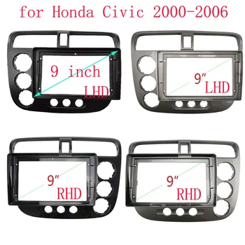9 colių 2 din Android MP5 Fascia Car DVD rėmelio garso montavimo adapteris Dash Trim Rinkiniai planelis Honda CIVIC 2000 - 2006 stereofoninis