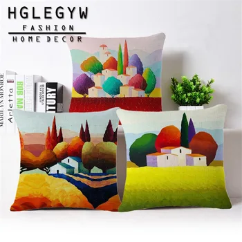 Abstrakti spalvinga geometrija Kaimo mesti pagalvės užvalkalas Medvilninis patalynė Atspausdinta 45*45 Pagalvių užvalkalai Biuro namų sofos juosmens pagalvėlės užvalkalas