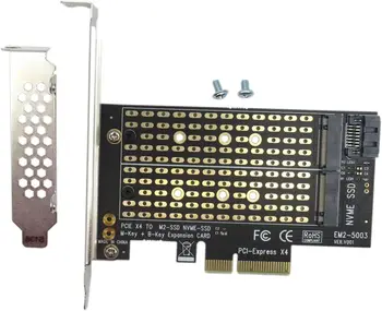Add On Cards PCIE to M2/M.2 Adapteris SATA M.2 SSD PCIE adapteris NVME/M2 PCIE adapteris SSD M2 į SATA PCI-E kortelės M raktas + B raktas