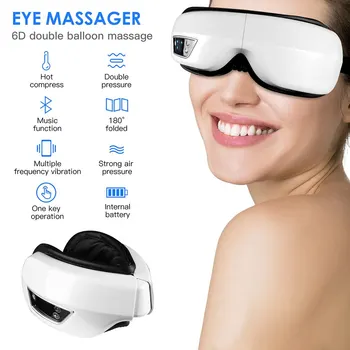 Akių masažuoklis 6D išmanioji oro pagalvė vibracija Akių priežiūra Muzika Paakių kaukė Karštas kompresas 