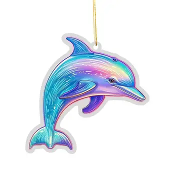 Akrilo undinės ornamentas Spalvingi vandenyno gyvūnai Delfinų pakabuko žavesys 2D gimtadienio dovana Dekoratyvinės kalėdinės dovanos lauke