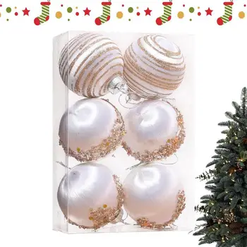 Aksominiai kalėdinių kamuoliukų papuošalai dūžtantys kalėdiniai kamuoliukai 6vnt rinkinys Aksominiai eglutės kamuoliukai su metaline virvele Namų vakarėlis