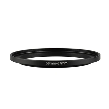 Aliuminio juodas pakopinio pakėlimo filtro žiedas 58mm-67mm 58-67mm Nuo 58 iki 67 Filtro adapterio objektyvo adapteris, skirtas Canon Nikon Sony DSLR fotoaparato objektyvui