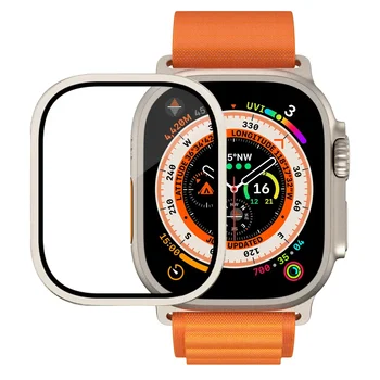 Aliuminio lydinio buferis + grūdintas stiklas, skirtas Apple Watch Ultra 49 mm ekrano apsauga nuo įbrėžimų HD plėvelės dangtelis iWatch 49mm Ultra
