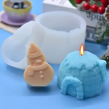 Animacinis šalikas Kepurė Sniego senio žvakių gamybos įrankis Ledo namas Derva Muilo tinkas Silikoninė forma Šokoladinis pyragas Ledas Kalėdų vakarėlio dekoras