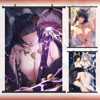 Anime Azur Lane Musashi Shinano Seksuali mergina Cosplay HD Wall Scroll Roll Tapybos plakatas Kabantis paveikslėlių plakatas Dekoro meno dovana