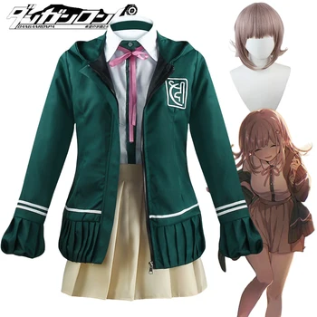 Anime Danganronpa Nanami ChiaKi Cosplay kostiumas Perukas Vidurinės mokyklos uniforma Striukė ilgomis rankovėmis Helovino kostiumai mergaitėms Moterys