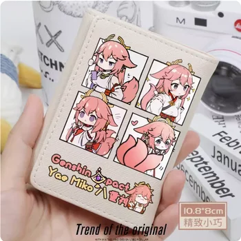 Anime Genshin Impact Yae Miko Fashion Wallet PU piniginės kortelės monetos hasp pinigų krepšys Cosplay dovana B215
