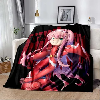 Anime Zero Two Darling in Franxx HD spausdinta antklodė lovai Pikniko antklodė Individualios antklodės Sofa Oro kondicionierius antklodė