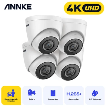 ANNKE 4k PoE apsaugos kamera, IP67 atsparus oro sąlygoms, 4×8 MP kamera lauko EXIR 2.0 naktinis matymasAudio nuolatinio įrašymo IP kamera