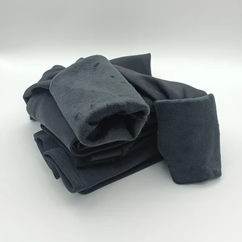 APHROLA Žieminės šiltos kelnės Juodos kelnės aukštu juosmeniu Moteriškos vilnos apkarpytos kelnės Sutirština moteriškas šilumines kojines