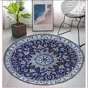 Apvalus kilimas 3D persiško stiliaus kilimas Apvalus kilimėlis 60*60cm Svetainė Neslidus grindų dekoravimo kambarys Apvalaus ploto apsauginiai kilimėliai