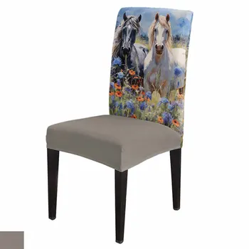 Arklio akvarelės gėlė Stretch kėdės užvalkalas valgomajam Banketas Viešbutis Elastiniai spandekso sėdynių kėdžių užvalkalai