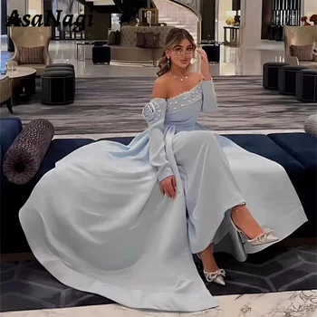 AsaNagi elegantiški undinės prom chalatai Moteriški nuo pečių krištolo vakarėlio vakariniai chalatai Grindų ilgio Saudo Arabijos ypatingos progos suknelė
